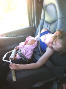 Paige Asleep in the Truck after finding the Perfect Handle Bars for Her New Bike